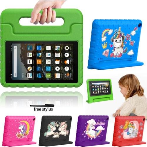 Tablet Case for Amazon Fire 8 6th/7th/8th Tablet PC Protective Shell Child Protective Shell Safety Full Body Shockproof + Stylus