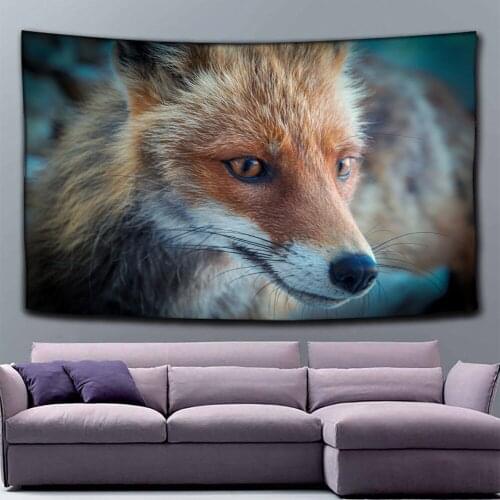 Art Tapestry Wolf Galaxy Wall Hanging White Fox Wall Carpet Planet Boys Home Bedspreads 150x200cm