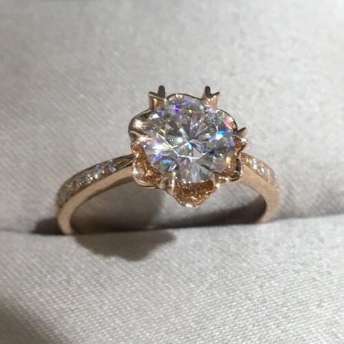 14K Rose Gold Moissanite Ring 1ct 2ct 3ct Snowflake style round brilliant cut Anniversary proposal ring
