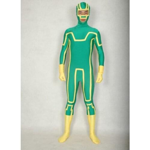 Green and Yellow Kick-Ass Spandex Superhero Costume Halloween Costumes