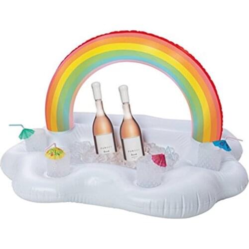 Summer Party Bucket Rainbow Cloud Cup Holder Inflatable Pool Float Beer Drinking Cooler Table Bar Tray Beach Swimming Ring