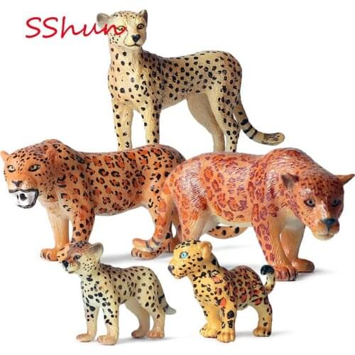 Animal Family Model Revolution wild animal model solid jaguar cheetah set toy African leopard ornament