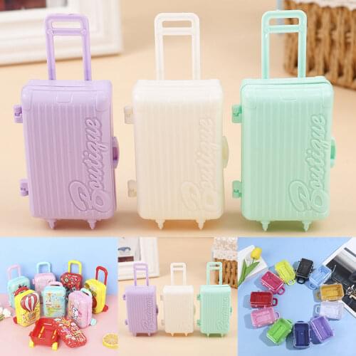 1 Pc Metal+Plastic Mini Suitcase for Dolls Miniature Toys Trunk Dollhouse Decor Jewellery Box