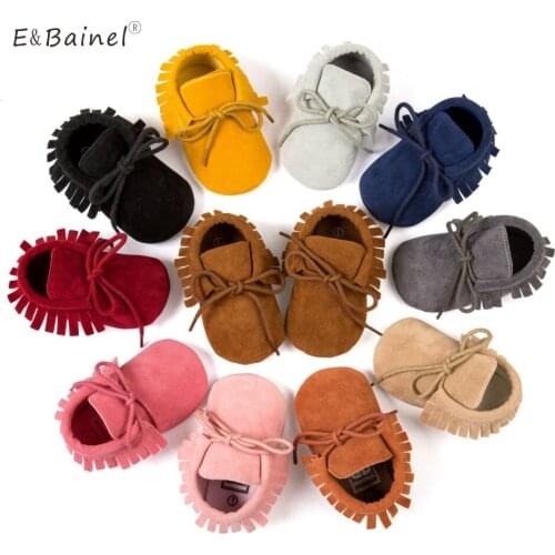 PU Leather Newborn Baby Boy Girl Moccasins Soft Moccs Shoes Fringe Soft Bottom First Walker Baby Boot Lace-up Crib Shoe