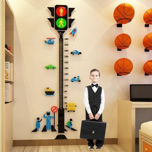 Nordic acrylic 3D height sticker traffic light wall sticker childrens room cartoon baby measuring height wall sticker bedroom