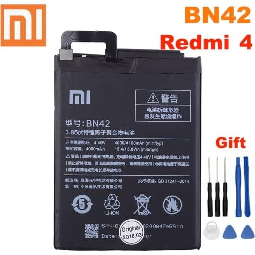 Original BN42 Battery For Xiaomi Redmi 4 (2GRAM 16G ROM Edition) Xiaomi redmi 4 Bateria BN42 BN42 Battery+Tools
