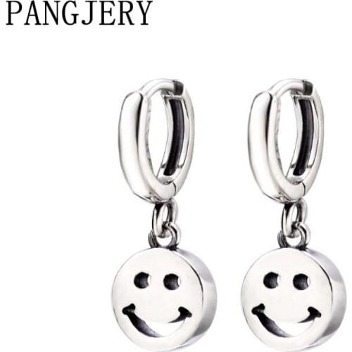 PANGJERY Prevent Allergy 925 Sterling Silver Drop Earrings for Women Fashion Simple Cute Smiley Face Anniversary Jewelry Gifts