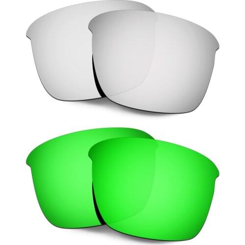 HKUCO Polarized Replacement Lenses For Thinlink Sunglasses Silver/Green 2 Pairs