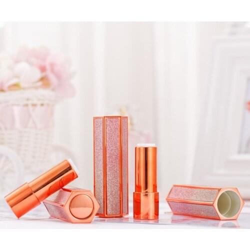 Empty 12.1mm Shiny Six Sides Lipstick Tube Press Square Lip Balm Tube Empty Hexahedron Lipstick Container 25pcs
