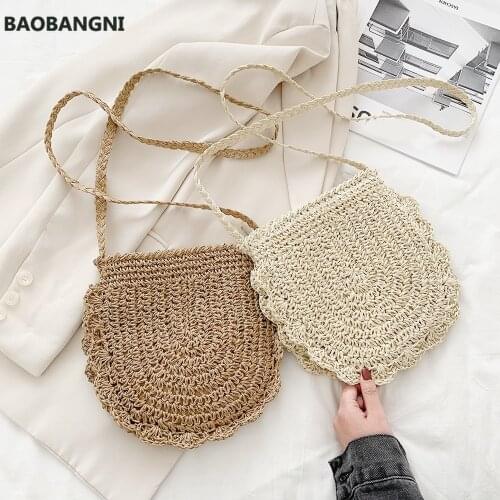 Women Vacation Beach Leisure Straw Messenger Bags Rope Handmade Woven Small Purse Handbags Summer Shoulder Crossbody Slim Bags