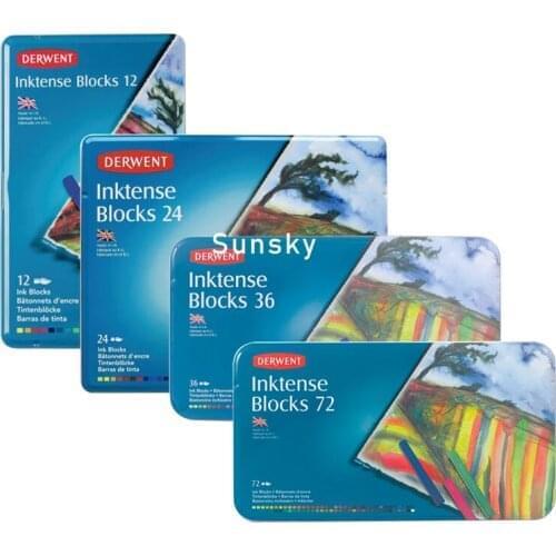 UK Original DERWENT Inktense Blocks 2300442, 8mm square block,WATER SOLUBLE Blocks,Pigment dry quickly great for creating color