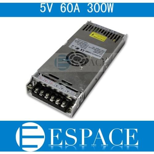 Ultra thin 5V 60A 300W Switching Power Supply Driver for LED Strip AC 200-240V Input to DC 5V free shipping