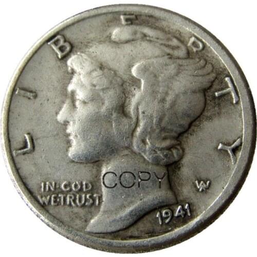 US Mercury Dime 1941 P/S/D Silver Plated Copy Coins