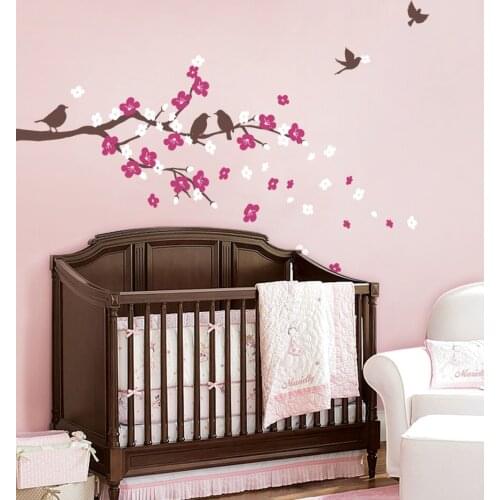 Cherry Blossom Tree Branches Wall Stickers For Kids Room Baby Nursery Wall Art Decal Removable Vinyl Personalized Mural A402