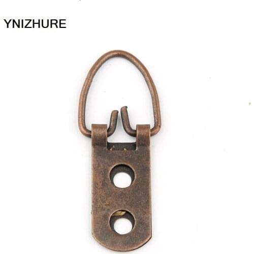 YNIZHURE 50pcs 20*50mm Universal Strong Solid 2 hole screw Red bronze D Rings Decor Picture Frames Hanger Hooks