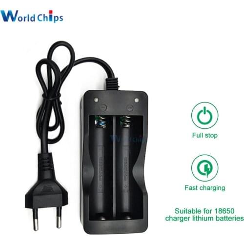 2x18650 Lithium Battery Charger 2 Slots Ni-MH/Ni-Cd Rechargeable Battery Charging AC 100-240V EU/US Plug