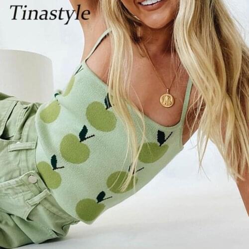 Tinastyle Crop Top Knitted Women Sexy 2021 Summer Green Backless Sleeveless Casual Y2K Off Shoulder Tank Tops Party Tees Corset