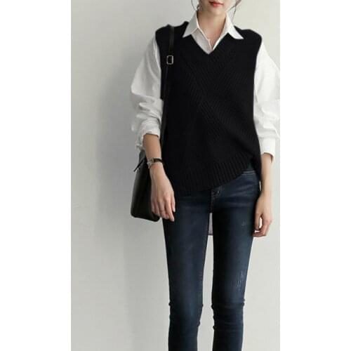 Knitted vest female chunqiu Korea restors ancient ways languid lazy loose sweater fashion waistcoat SR33161