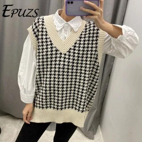 Oversized Knitted Vest Sweater women V Neck Sleeveless Waistcoat autumn winter v neck Loose Chic knitted sweater 2020