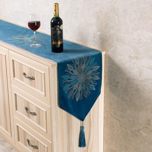 1pc 9 Colors Floral Diamonds Ironing Table Runner Decoration Table Cover Dustproof Cabinet Cover 32x180cm/200cm Without Placemat