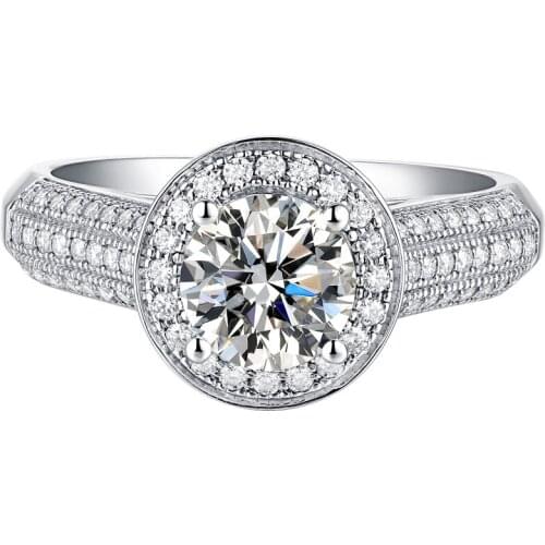 100% 14K Gold ring 1ct D color VVS Moissanite Diamond Ring Wedding ring With national certificate D10