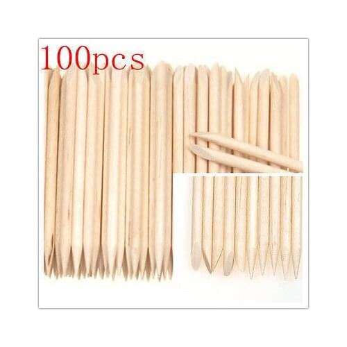 100 Pcs Nail Art Design Orange Wood Stick Sticks Cuticle Pusher Remover Manicure Pedicure Care