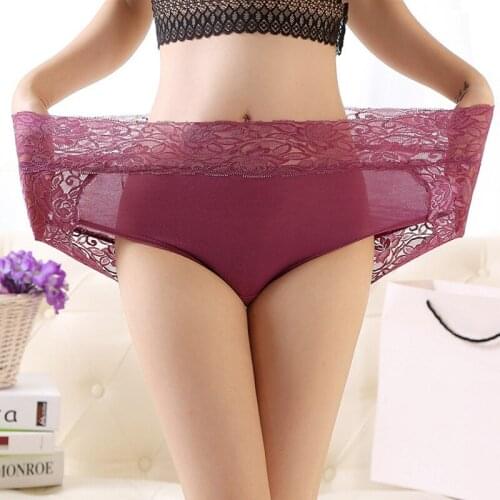 2020 Sexy Lingeries Women Panties High Waist Lace Flowers Plus Size 7XL Modal Briefs Womens Underwears