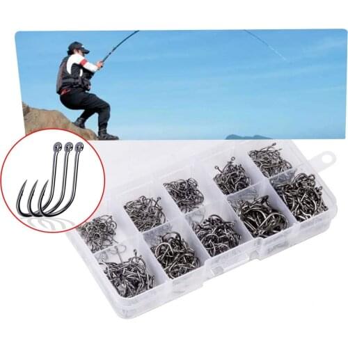 500 Pcs Fishing Hooks Set Carbon Steel Single Circle Fishhook Carp Fishing Barbed Hooks Sea Tackle Accessories Outdoor-Fishing