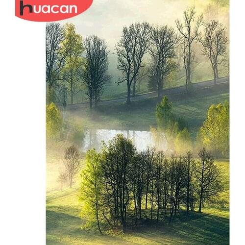 HUACAN Diamond Painting Embroidery Natural Forest Scenery Home Decor Diamond Mosaic Tree Landscape Wall Stickers
