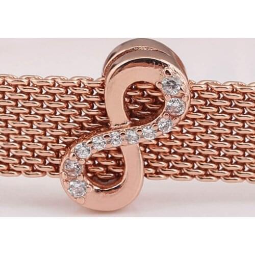 Authentic S925 Silver Rose Reflexions Sparkling Infinity Clip Charms fit Lady Bracelet Bangle DIY Jewelry