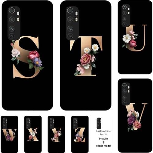 Flower 26 English Name Letters Custom Initial Case For Xiaomi Mi NOTE 10 Lite Soft Silicone Cover Capa For Xiaomi Mi NOTE 10 Pro