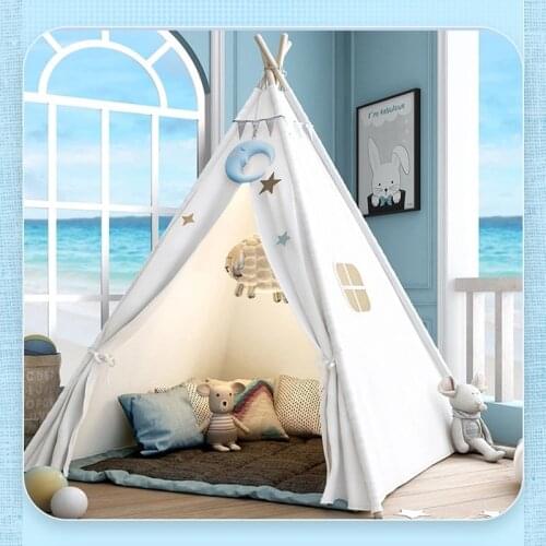 Kids Tent Teepee Portable Childrens Wigwam Indoor Outdoor Foldable Cotton Indian Canvas Child PLay House Tipi Room Decor