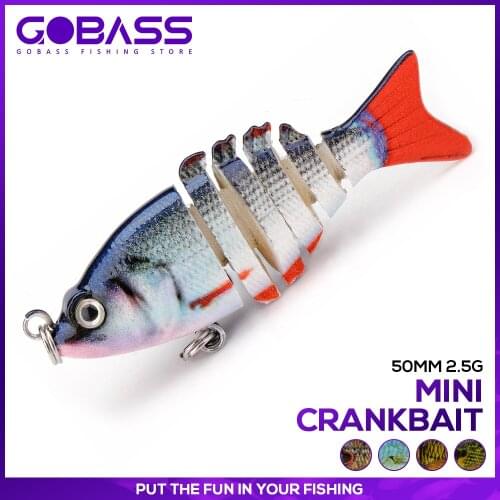 GOBASS 6-Segment Mini Wobbler Jointed Fishing Lure 5cm 2.5g Sinking Swimbait Artificial Bait For Fishing Accessories Crankbait
