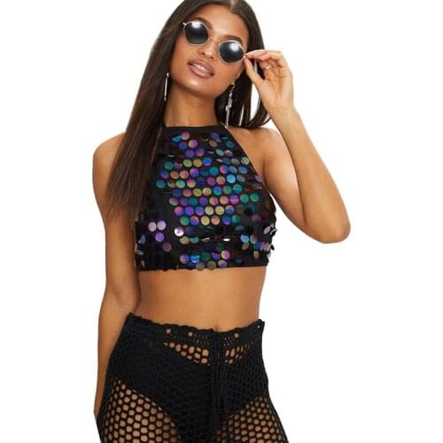 Godier Beauty Hot Selling WOMENS Dress Embroidered-Sequin Small Vest Camisole Base Shirt Womens Sequin off Shoulder Bellyband