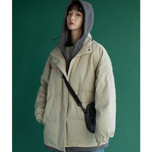 Fake two-piece cotton coat new female loose Korean style short bread coat coat jacket women winter jacket women