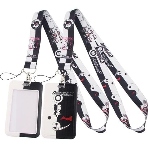 LT22 Anime Danganronpa Print Keychain Ribbon Lanyards Key Rings ID Card Phone Straps Hanging Rope Lariat Students Badge Holder