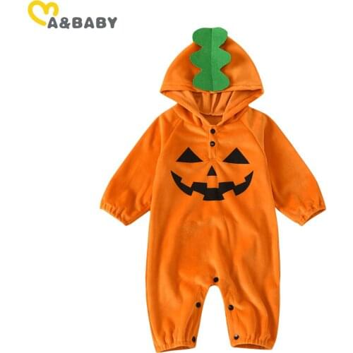 Ma&Baby 3-24M Newborn Infant Baby Boy Girl Pumpkin Romper Soft Plush Jumpsuit Cartoon Halloween Baby Costumes