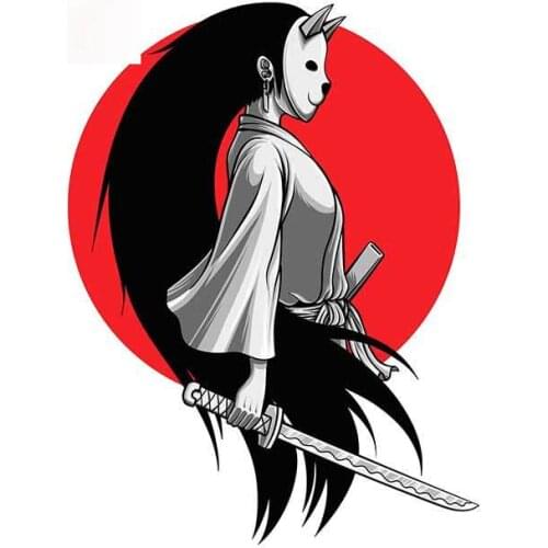 Neko Ninja Girl with Katana Car Stickers Scratch-Proof Decal Anime Windshield Cartoon Vinyl Car Wrap Cover Scratches Waterproof