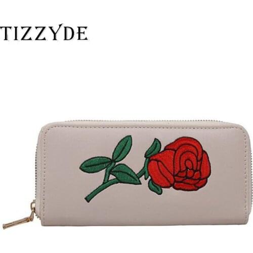 2019 New Embroidery Rose Clutch Zipper Wallets Fashion Card Holders Girl Folk Casual Style National Money Coin Bag Phone WZQ283