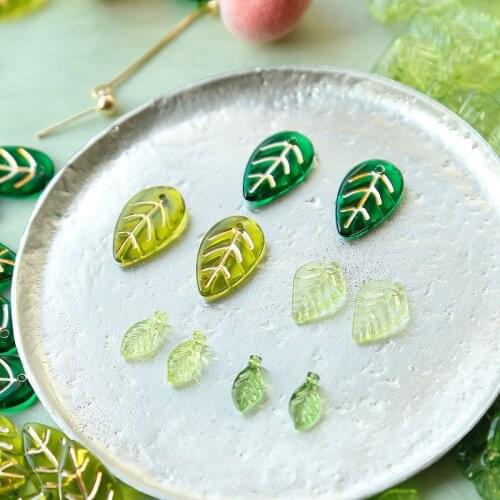 New Fashion 10Pcs Green Leaves Acrylic Charms For DIY Craft Making Earrings Necklace Bracelet Jewelry Accessories