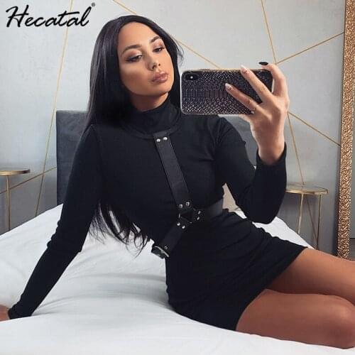 Heeatal Slim High Neck Long Sleeve Dress Women Bodycon Dress 2020 Women Fashion Clothing Solid Color Base Skirt Vestido De Mujer