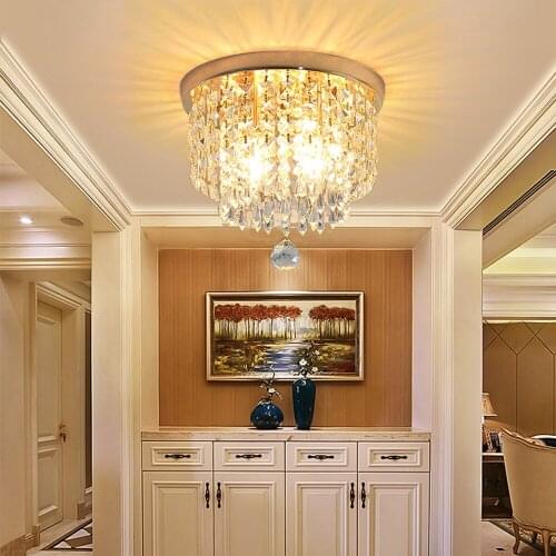 ETL CE Hot Selling Round Pendant Lights Luxury K9 Crystal Chandelier LED Light Gold Color Ceiling Lamp for Living Room,Corridor