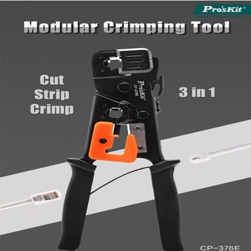 Proskit CP-376E Low Carbon Steel Dual Crystal Head Pressing Line Clamp Network Cable Strippers Crimping Pliers Maintenance Tool