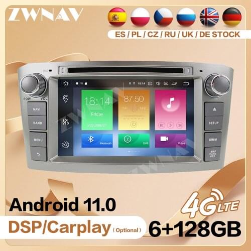 6+128G Carplay 2 Din Radio Receiver For Toyota Avensis 2002 2003 2004-2008 Android Player Video GPS Head Unit Auto Audio Stereo