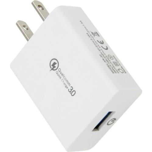 QC3.0 Fast Wall Adapter Single USB Quick Charge 3.0 Travel Phone Charger US Plug for iPhone Samsung Smartphone Tablet PC 500pcs