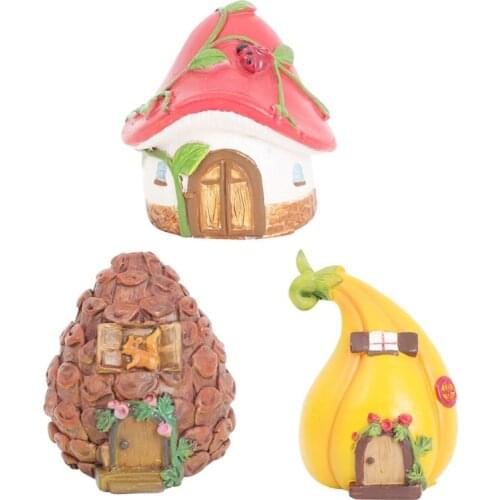 Fairy Garden Micro Landscape Miniature Resin Crafts House Ornaments Cartoon Mushroom Fort/Pine Cone House/ Pumpkin House