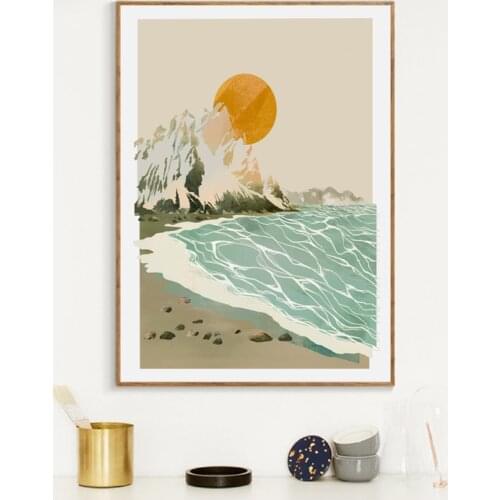 Sunny Beach Modern Minimalist Illustration Art Prints Home Wall Decor Nordic Poster Canvas Painting Wall Picture for Living Room