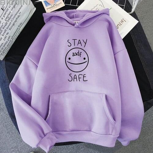 STAY SAFE Smile Hoodie Eddsworld Kawaii Clothes Funny Oversize Sweatshirts Women Cartoon Harajuku Pullovers Autumn Winter Female
