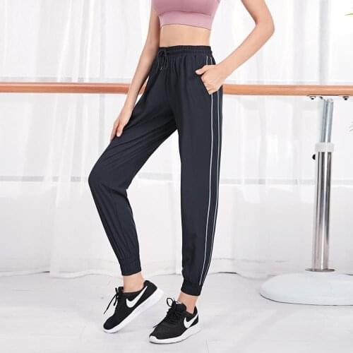 Vansydical 2020 Womens Stripe Sweatpants Quick Dry Running Jogging Pants Outdoor Workout Excise Trousers Reflective