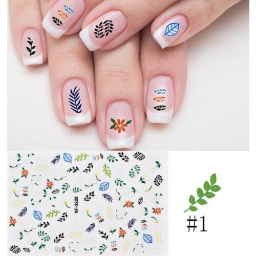 1 Pc 3D Avocado Leaf Nail Art Water Transfer Stickers Korean Plant Adhesive Nail Tips DIY Manicure Decals Make Up Decoracion